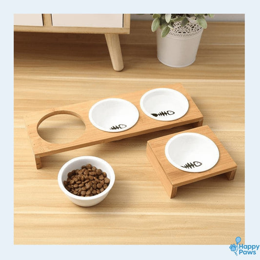 Chic Bamboo Feeder™ – Elevated Bamboo & Ceramic Pet Feeder