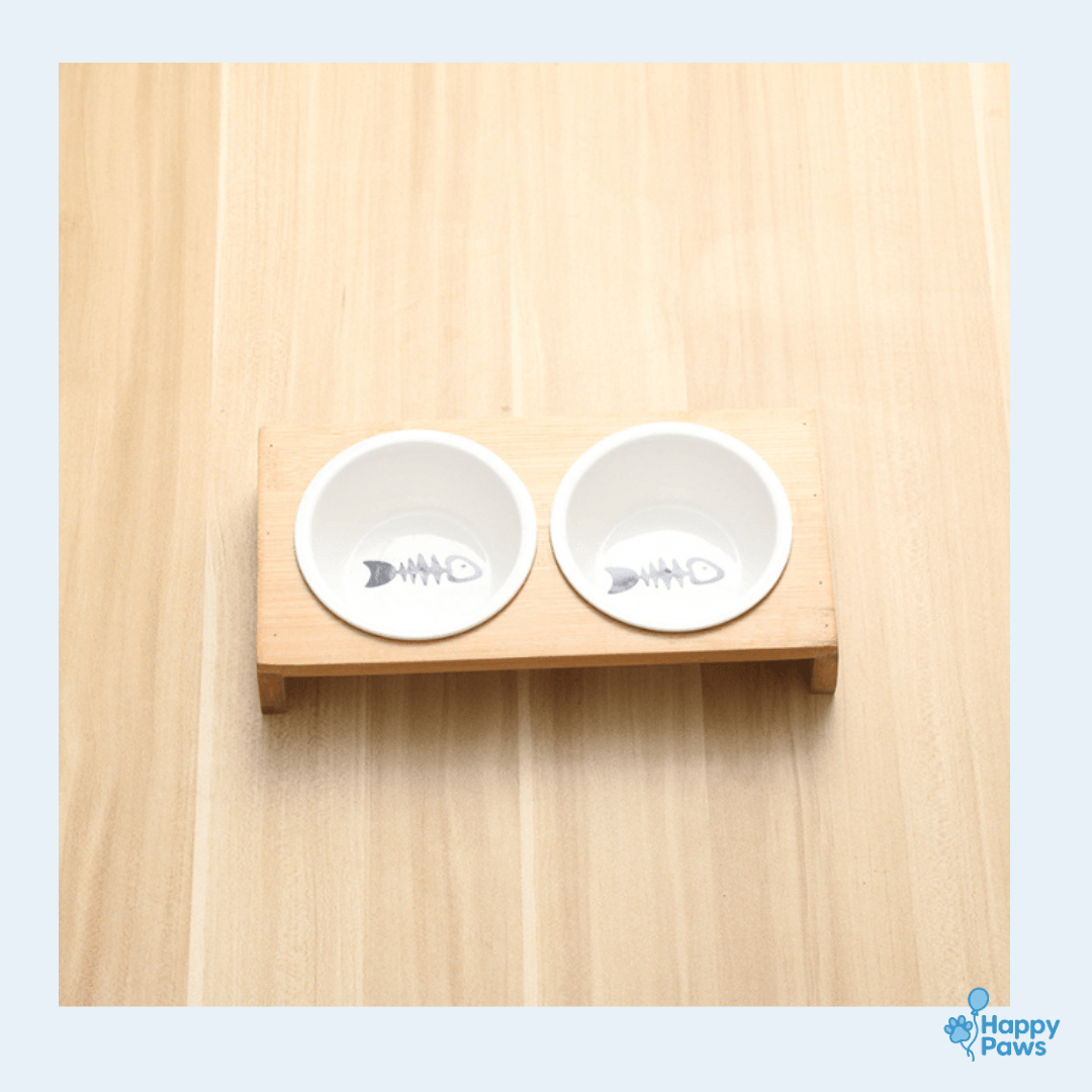 Chic Bamboo Feeder – Mangeoire Bambou & Céramique - HappyPaws