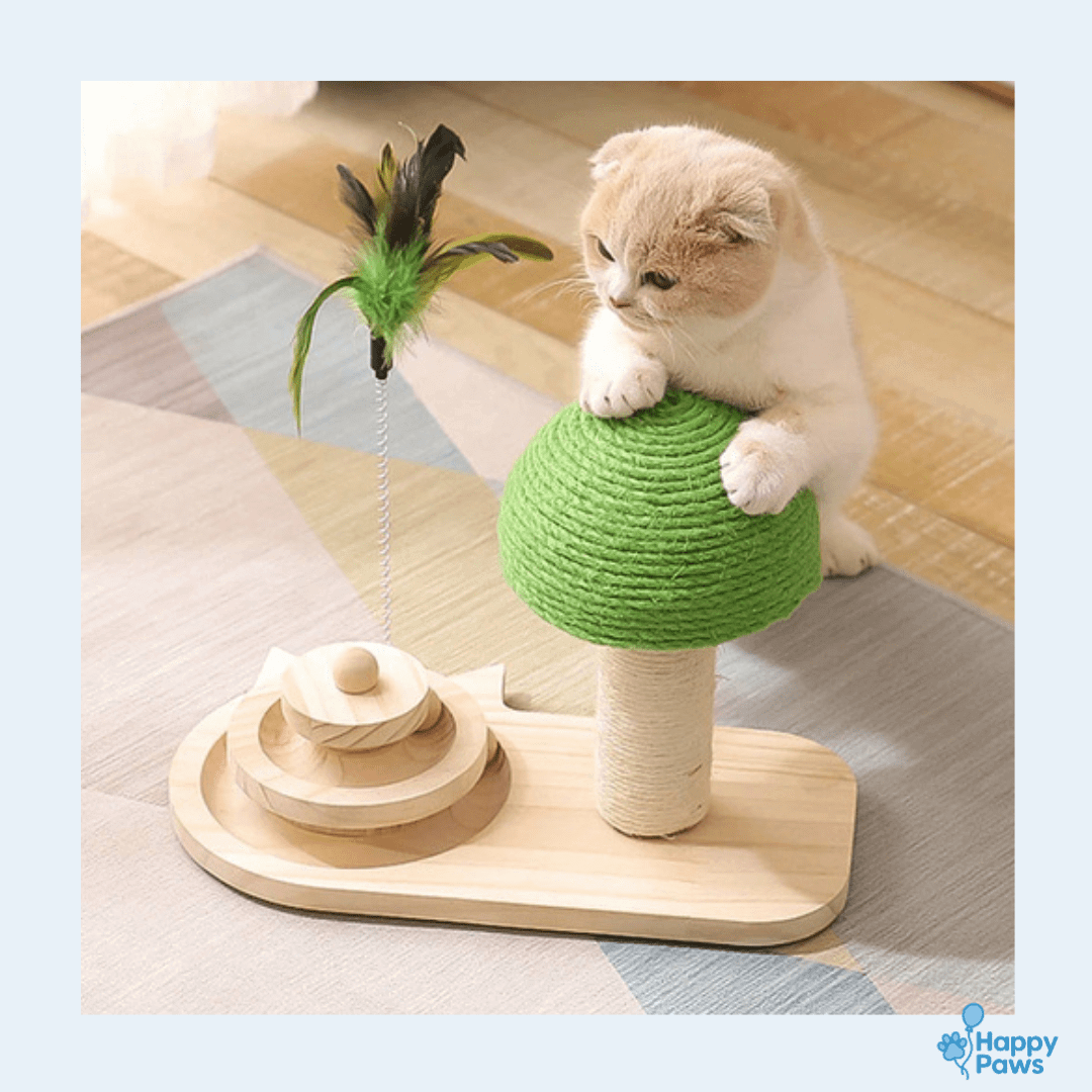Play & Scratch Tree – Arbre à Griffer avec Jouet - HappyPaws